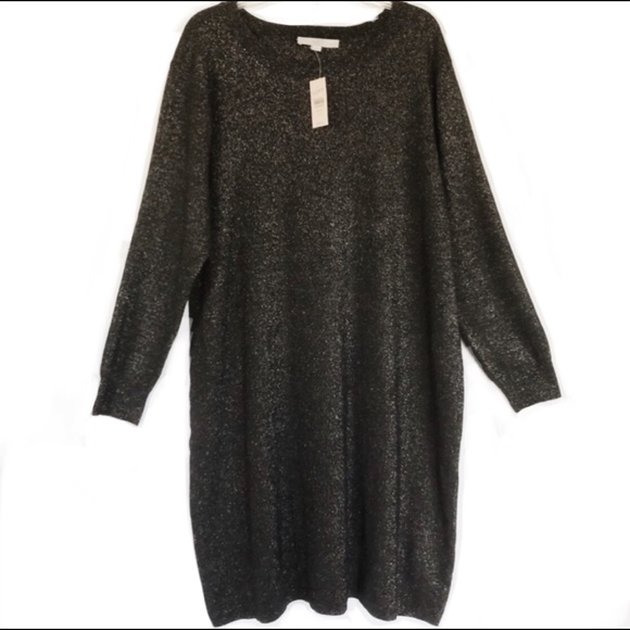 LOFT Plus Shimmering Black Sweater Dress size 20/22 NWT - Picture 3 of 16